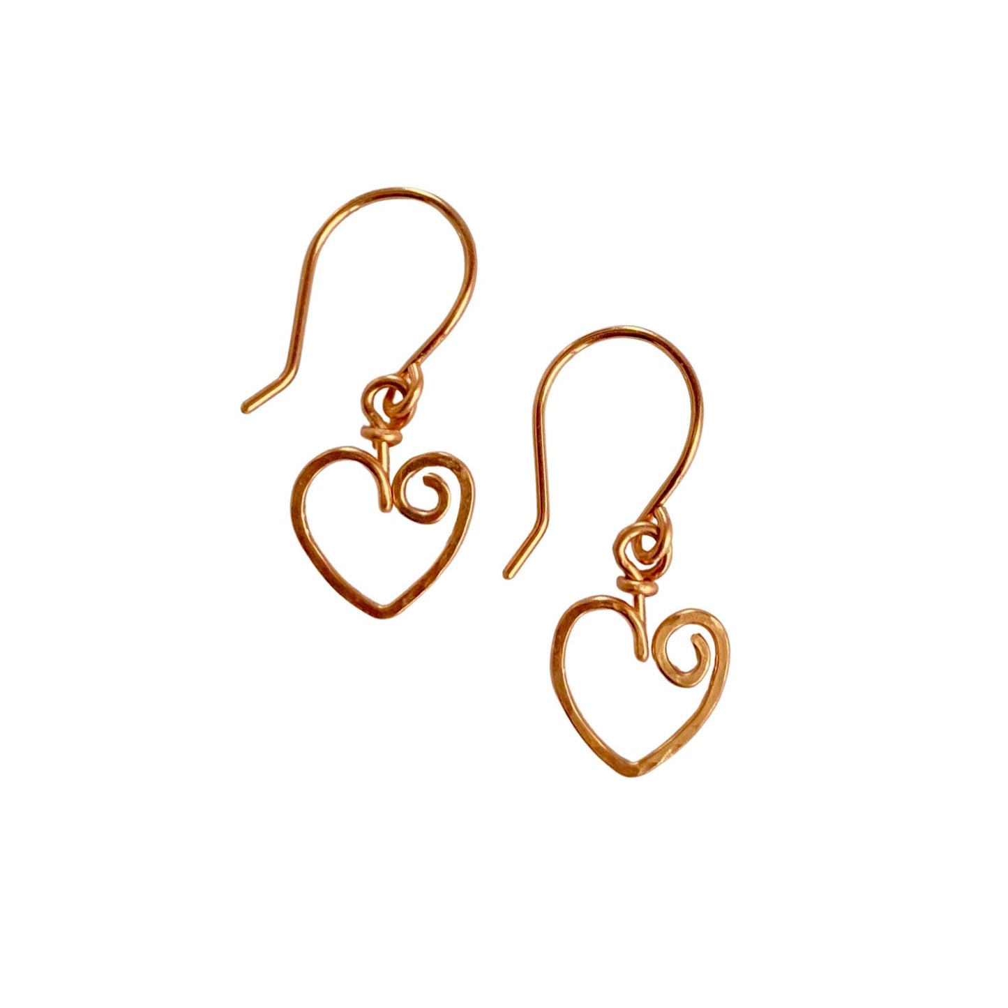 Hammered Sterling Silver Heart Dangle Earrings: Open Heart Design