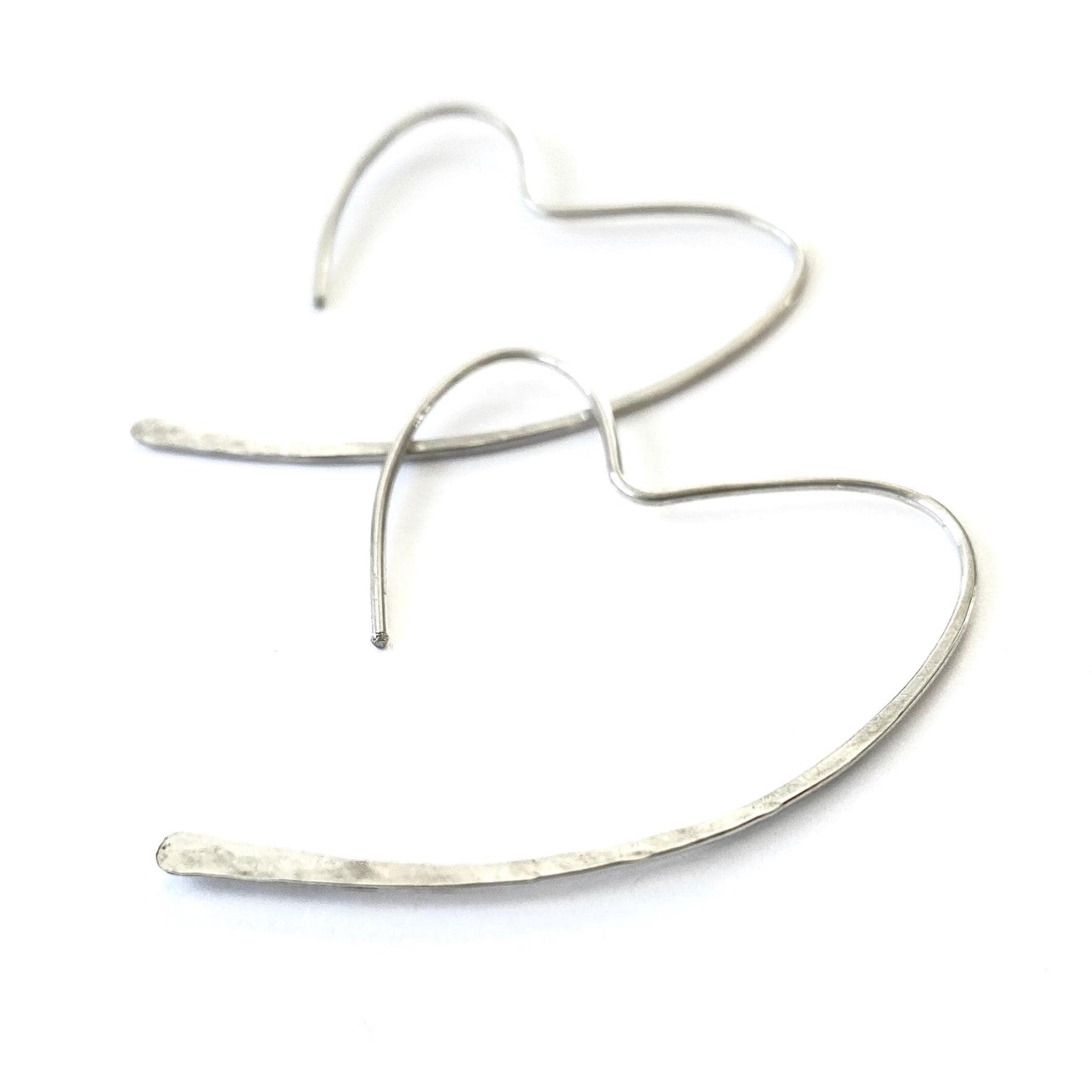 Minimalist Sterling Silver Open Heart Hoop Earrings: Dainty 1.5 inches Lightweight Hoops