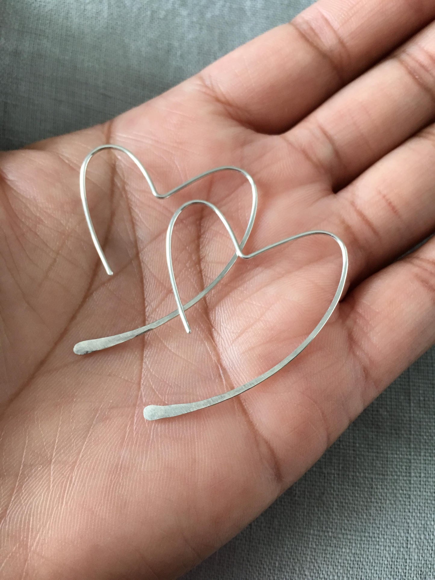 Minimalist Sterling Silver Open Heart Hoop Earrings: Dainty 1.5 inches Lightweight Hoops