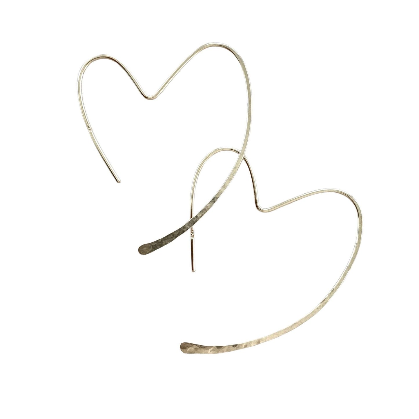 Minimalist Sterling Silver Open Heart Hoop Earrings: Dainty 1.5 inches Lightweight Hoops