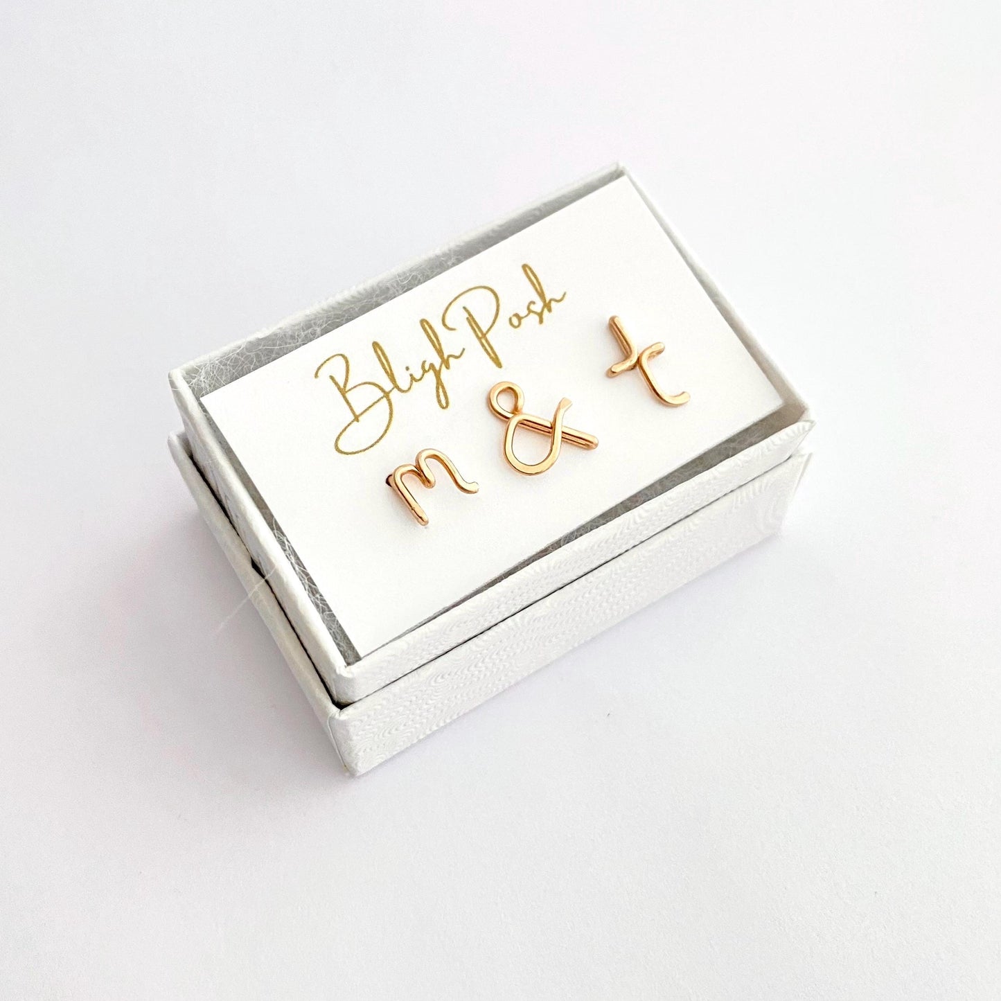 Lovers Initials Earrings: 14k Gold Fill Ampersand and Two Initials