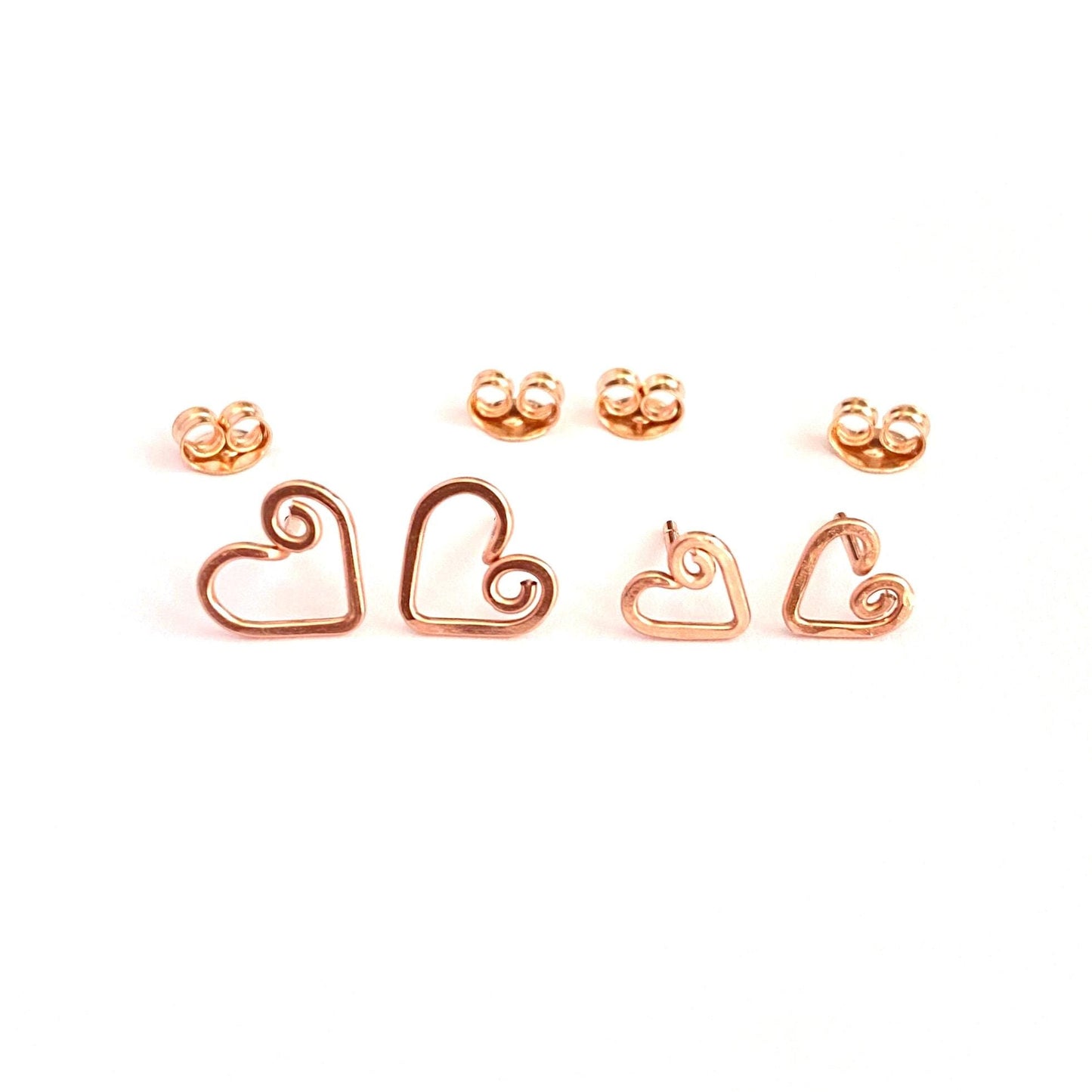 Mommy and Mini Heart Studs Gift Set. 14k Rose Gold Mother Daughter Earrings