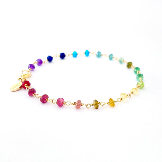 Rainbow Gemstone Bracelet: Delicate 14k Gold Filled Jewelry
