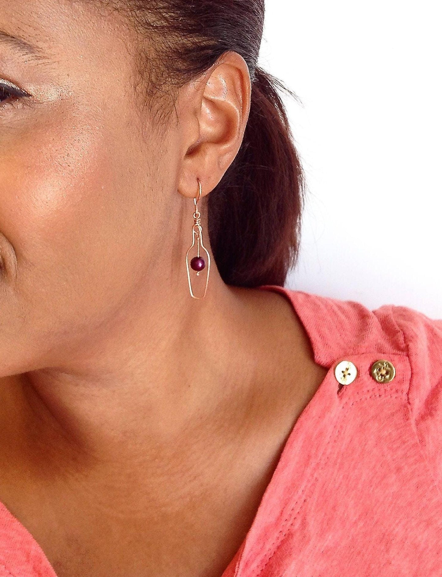 Sterling Silver Wine Earrings: Bottle & Cork, Real Corkscrew Earrings