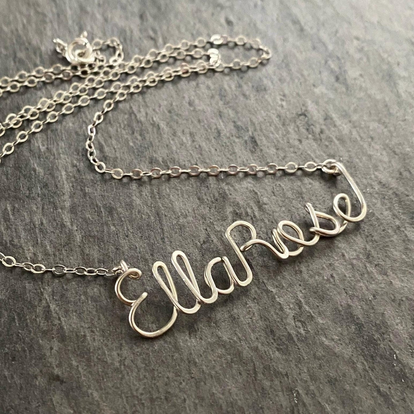 Two-Name Necklace: Custom Personalized Sterling Silver Cursive Script