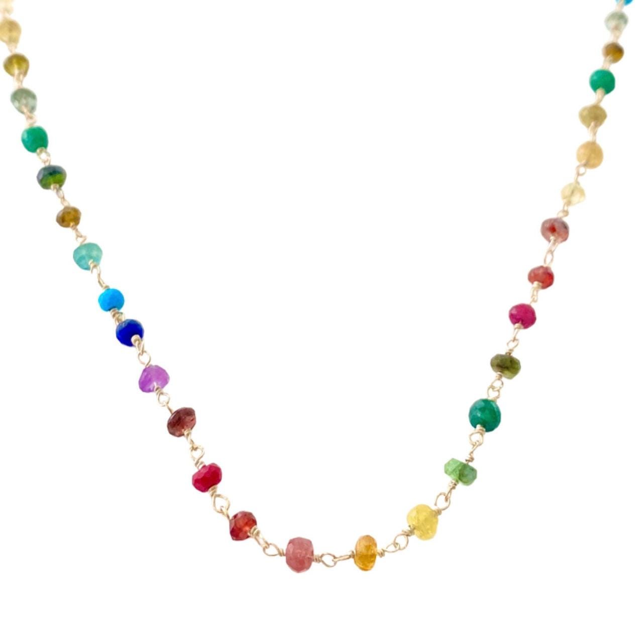 Rainbow Gemstone Crystal Necklace: Sterling Silver or Gold Filled