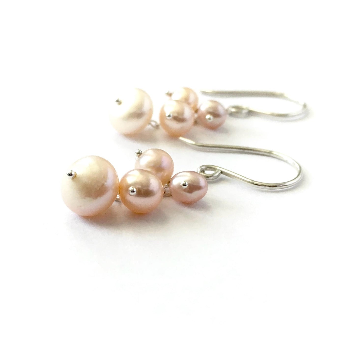 Freshwater Pearl Drop Earrings: Off white pearls, sterling silver or 14k gold filled
