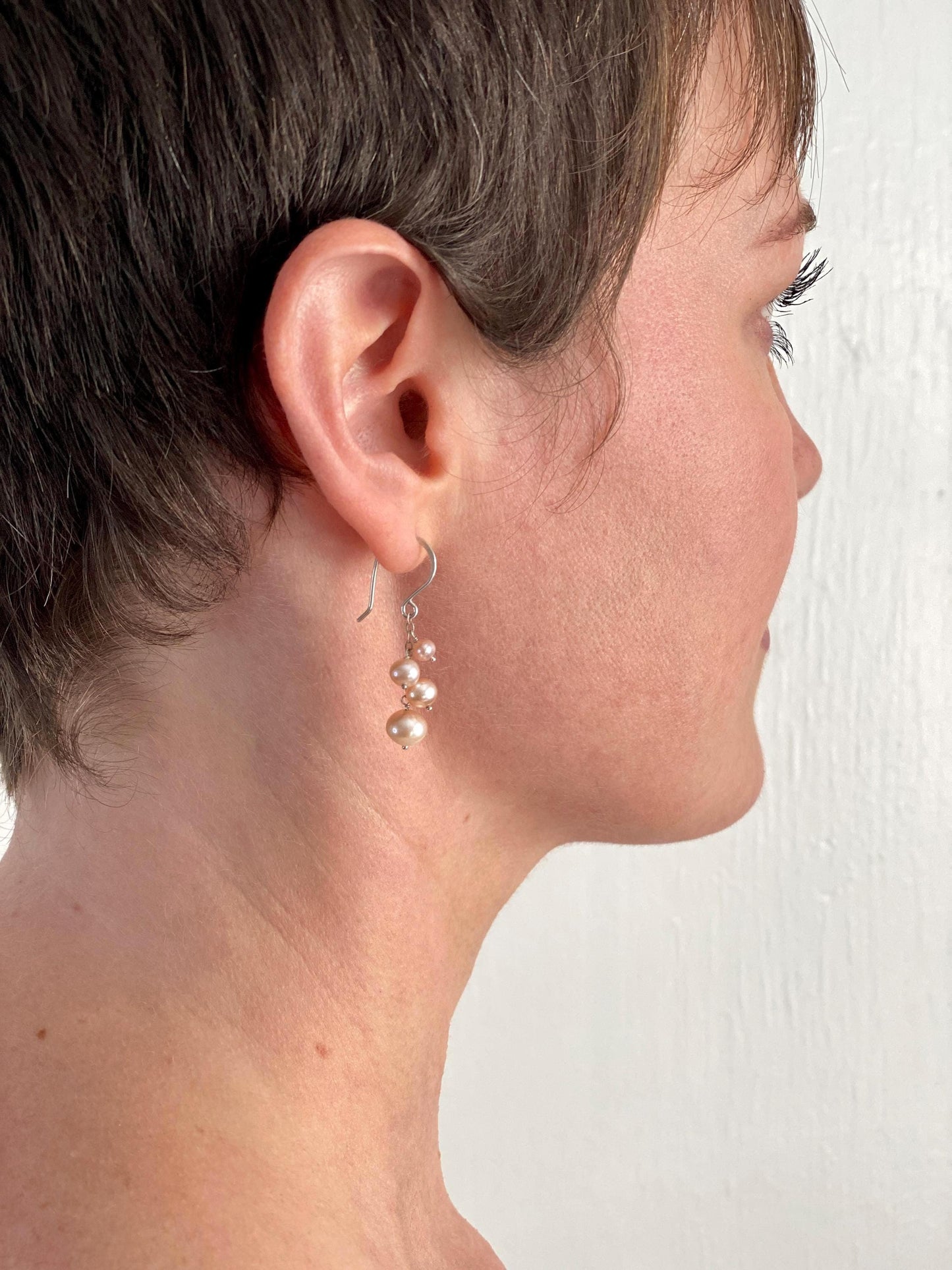 Freshwater Pearl Drop Earrings: Off white pearls, sterling silver or 14k gold filled