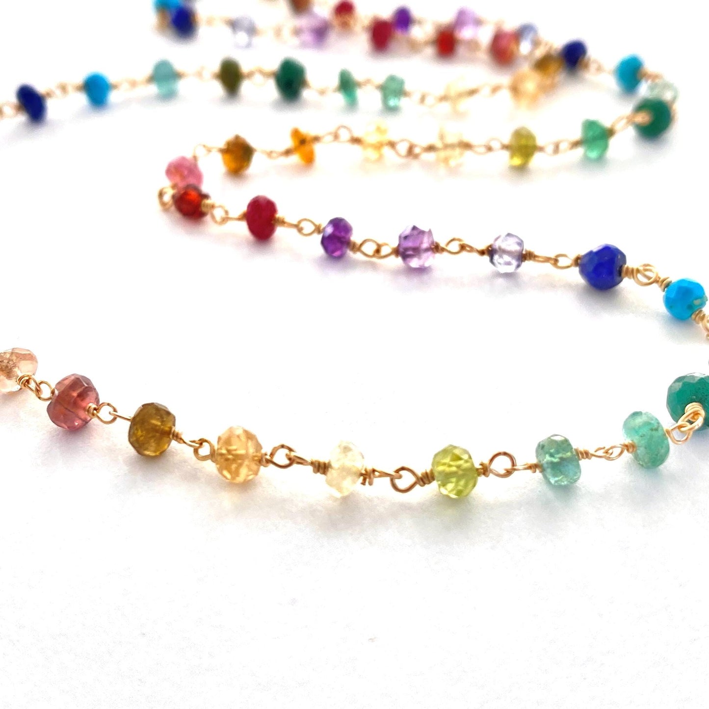 Rainbow Gemstone Crystal Necklace: Sterling Silver or Gold Filled