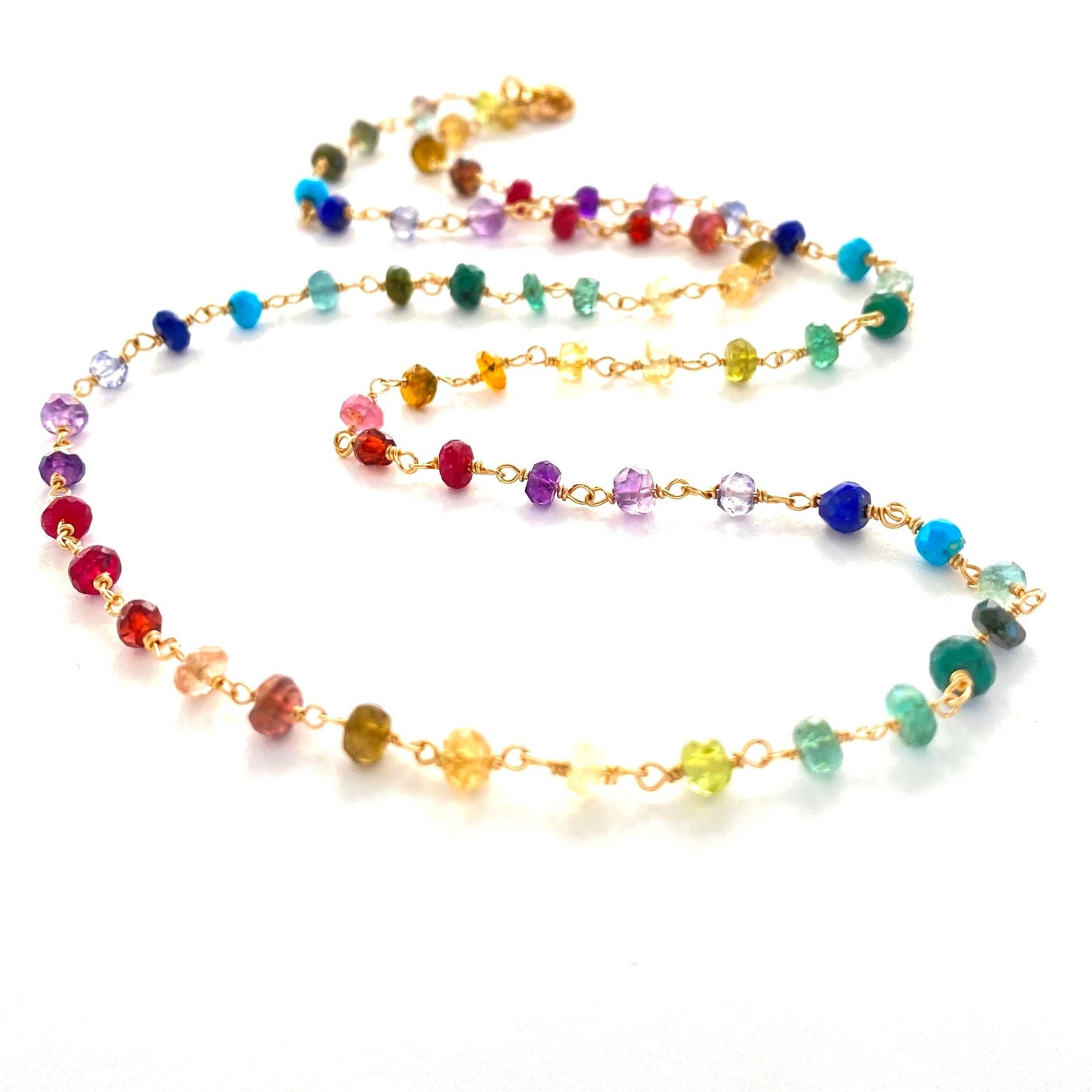 Rainbow Gemstone Crystal Necklace: Sterling Silver or Gold Filled