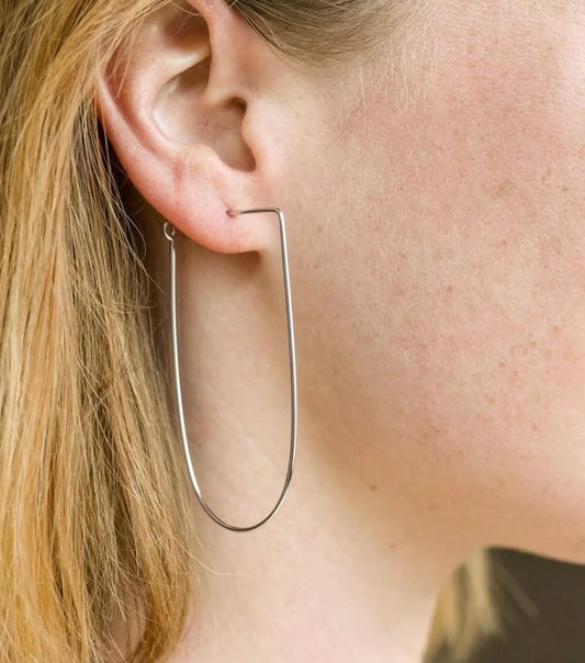 Geometric Sterling Silver Hammered Hoops: Minimalist Lightweight Earrings