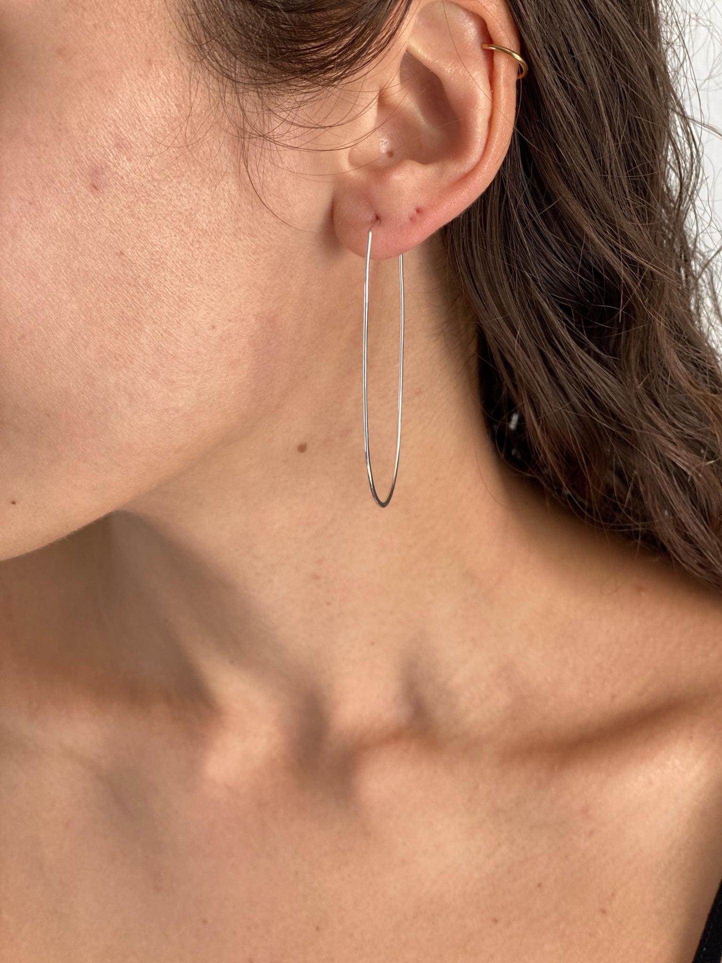 Geometric Sterling Silver Hammered Hoops: Minimalist Lightweight Earrings