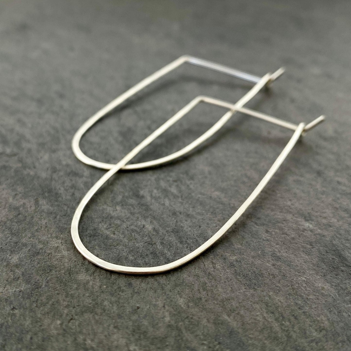 Geometric Sterling Silver Hammered Hoops: Minimalist Lightweight Earrings