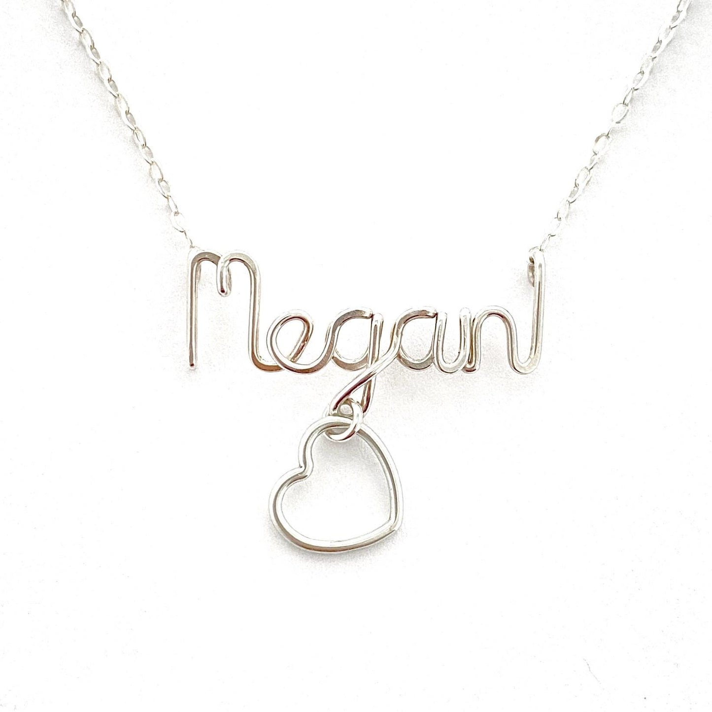 Heart Charm Name Necklace: Sterling Silver, Valentine's Day
