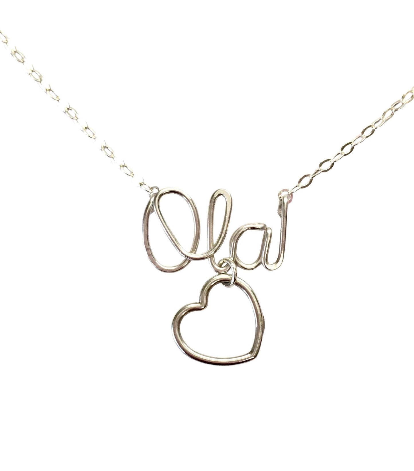 Heart Charm Name Necklace: Sterling Silver, Valentine's Day