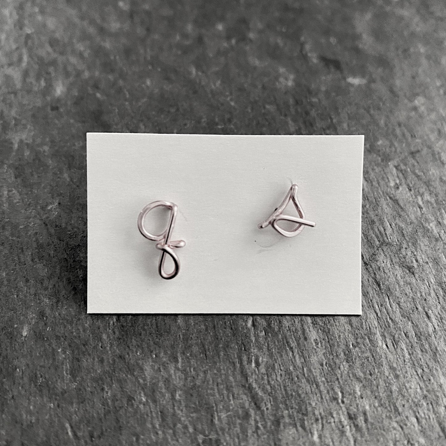 Sterling Silver Initial Stud Earrings: Dainty Script Letter Posts