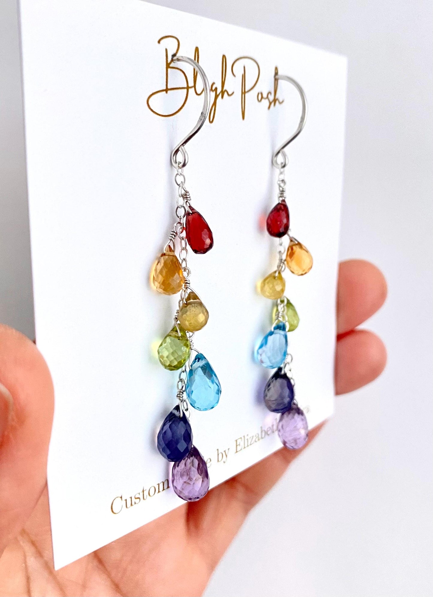 String Lights: Colorful Rainbow Gemstone Sterling Silver Earrings