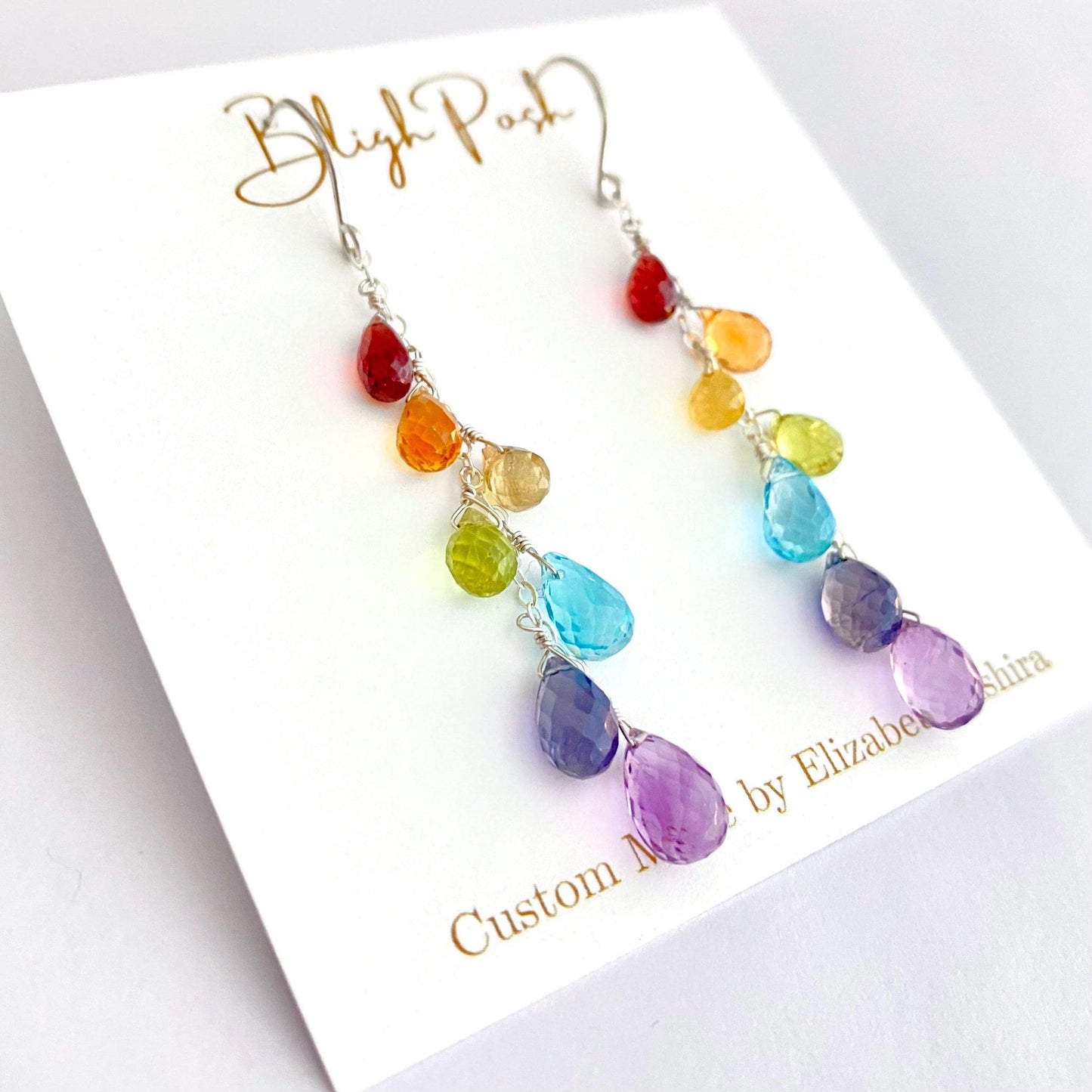 String Lights: Colorful Rainbow Gemstone Sterling Silver Earrings