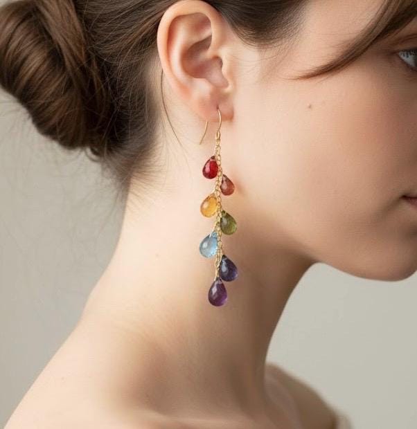 String Light Rainbow Gemstone 14k Gold Filled Earrings