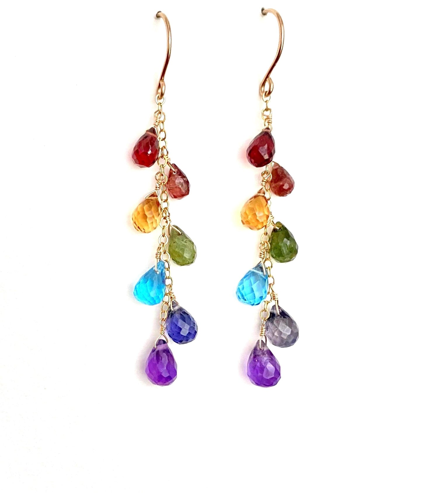 String Light Rainbow Gemstone 14k Gold Filled Earrings