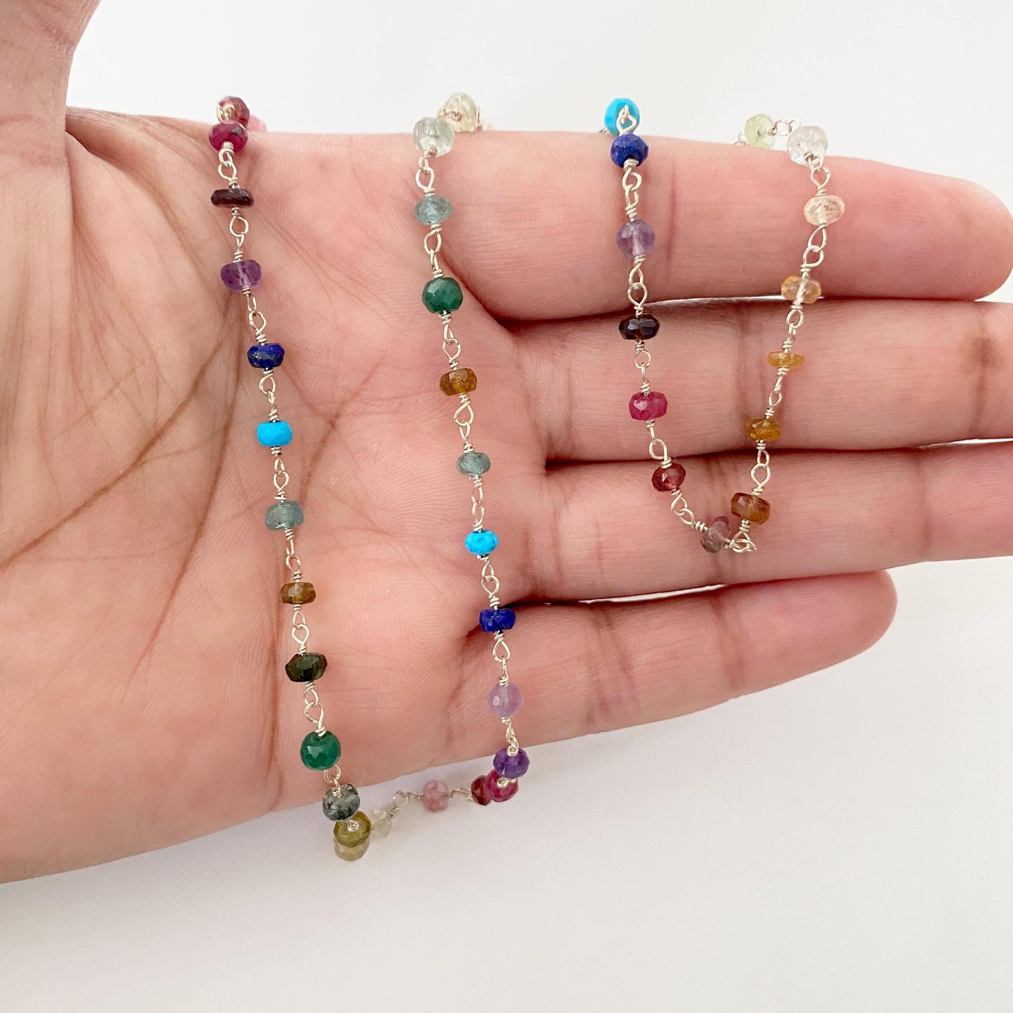 Rainbow Gemstone Crystal Necklace: Sterling Silver or Gold Filled