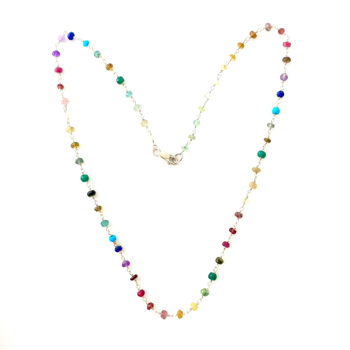 Rainbow Gemstone Crystal Necklace: Sterling Silver or Gold Filled
