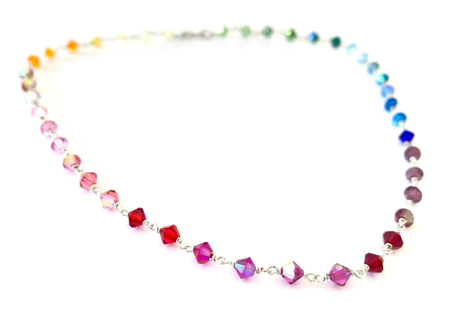 Rainbow Swarovski Crystal Choker: Sterling Silver or Gold Filled