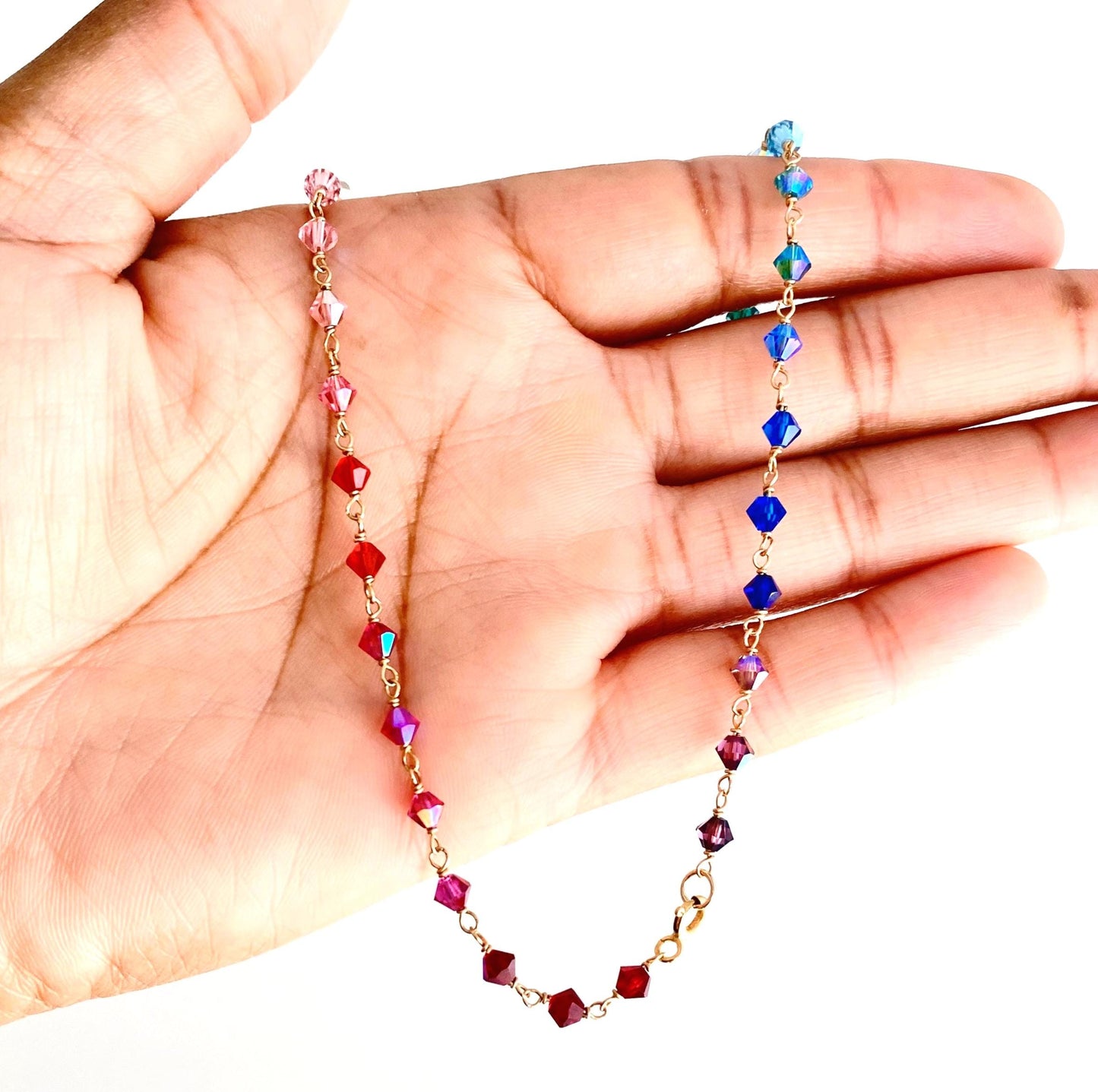 Rainbow Swarovski Crystal Choker: Sterling Silver or Gold Filled