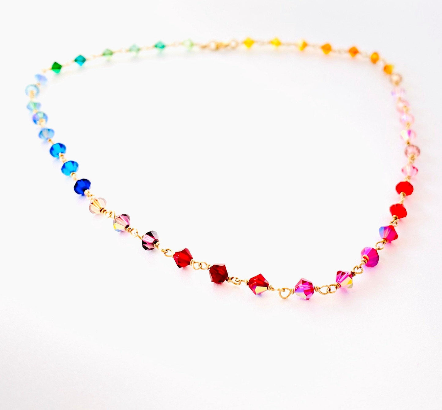 Rainbow Swarovski Crystal Choker: Sterling Silver or Gold Filled