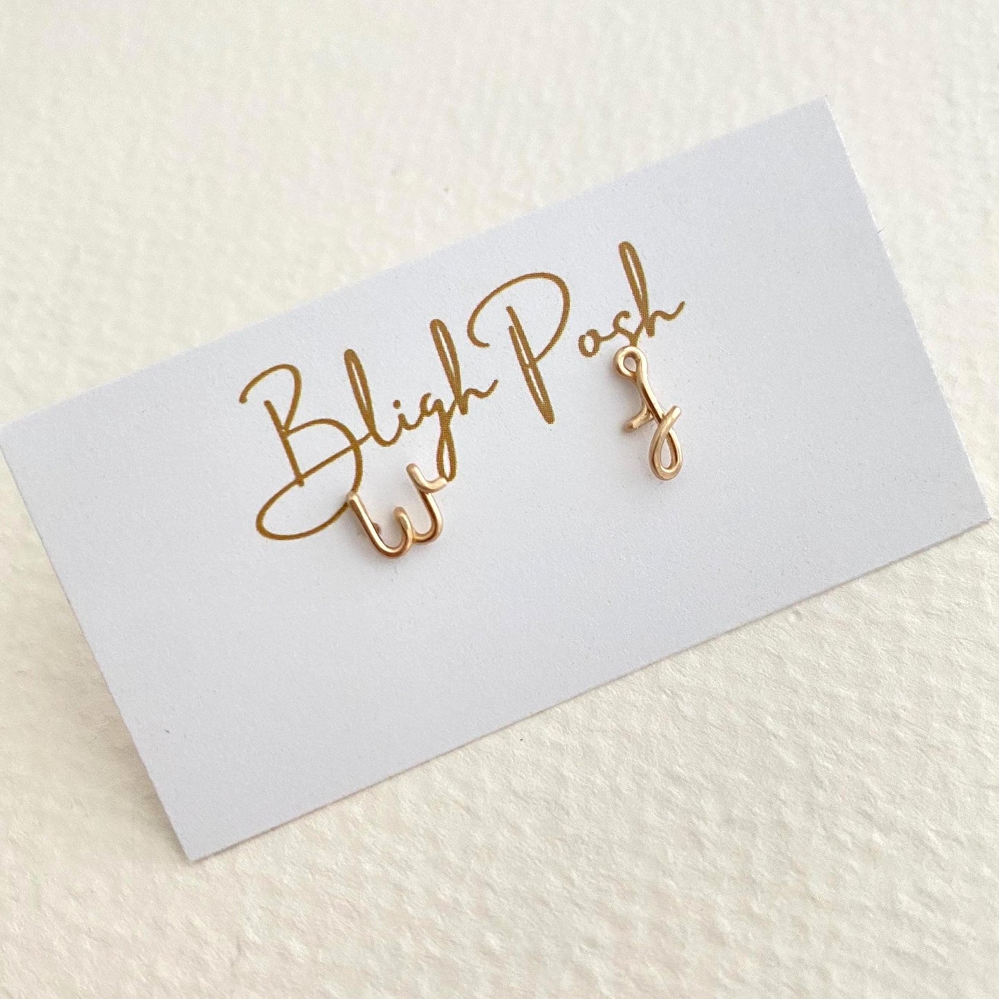 Gold Initial Stud Earrings, Dainty 14k Gold Filled, Custom Letter