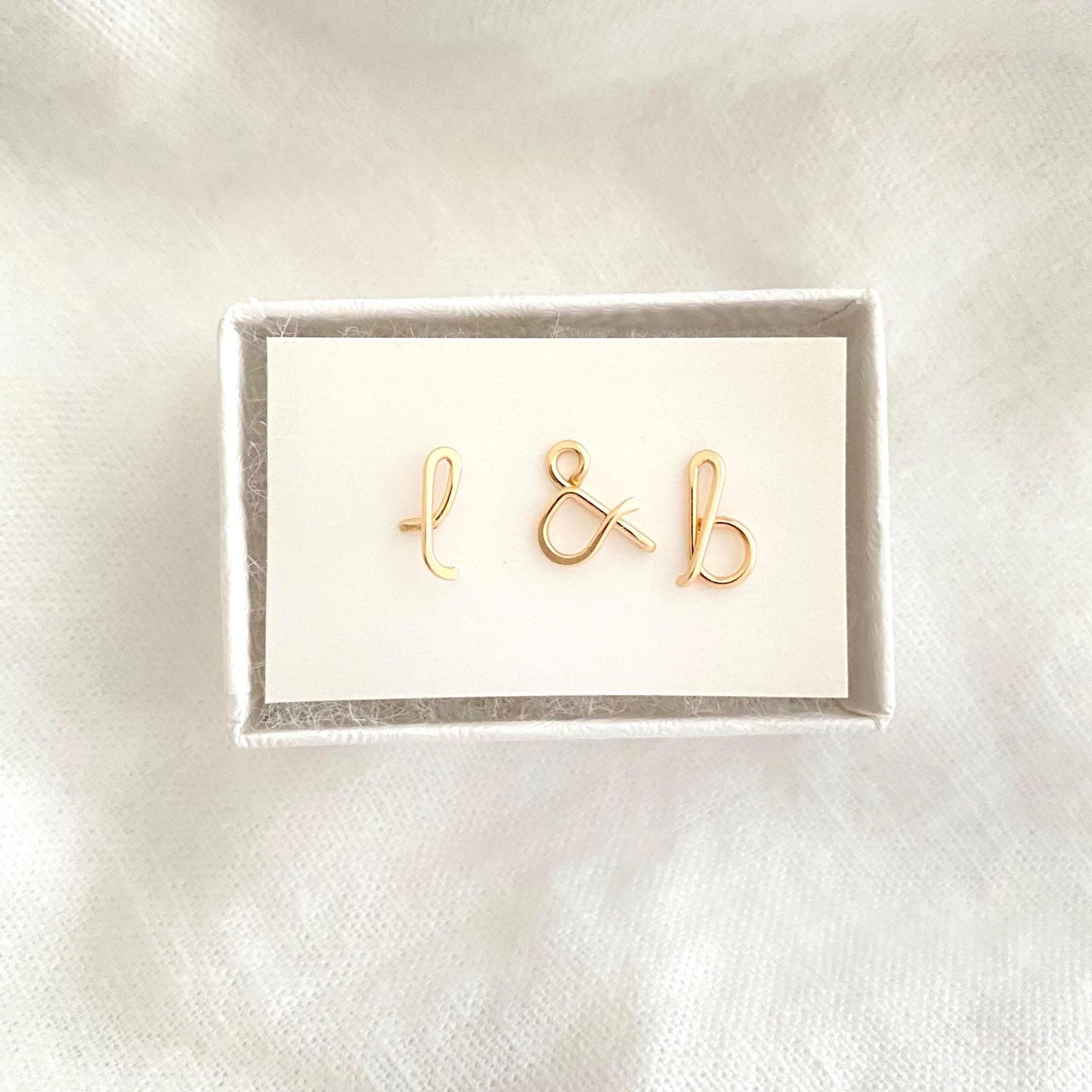 Lovers Initials Earrings: 14k Gold Fill Ampersand and Two Initials