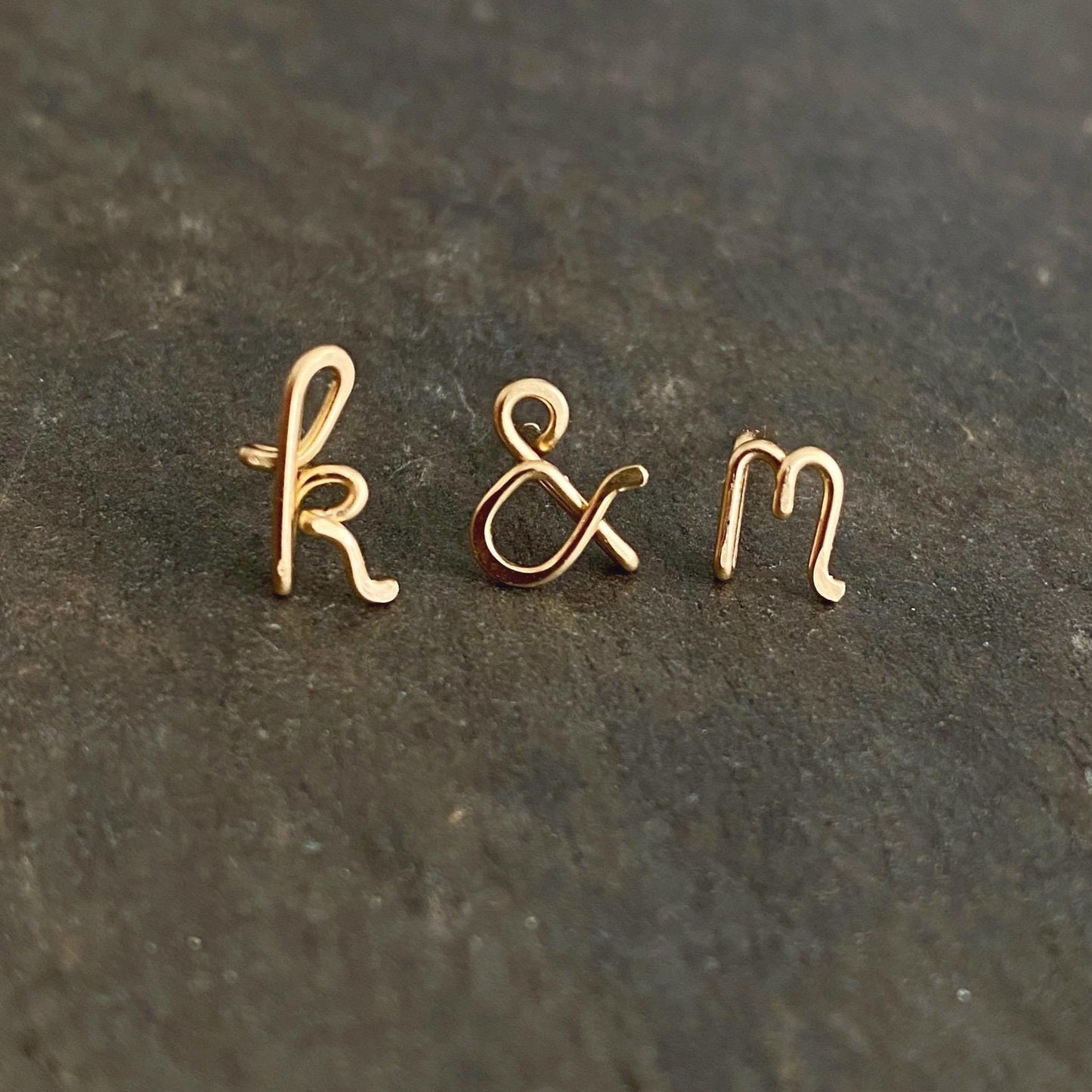 Lovers Initials Earrings: 14k Gold Fill Ampersand and Two Initials
