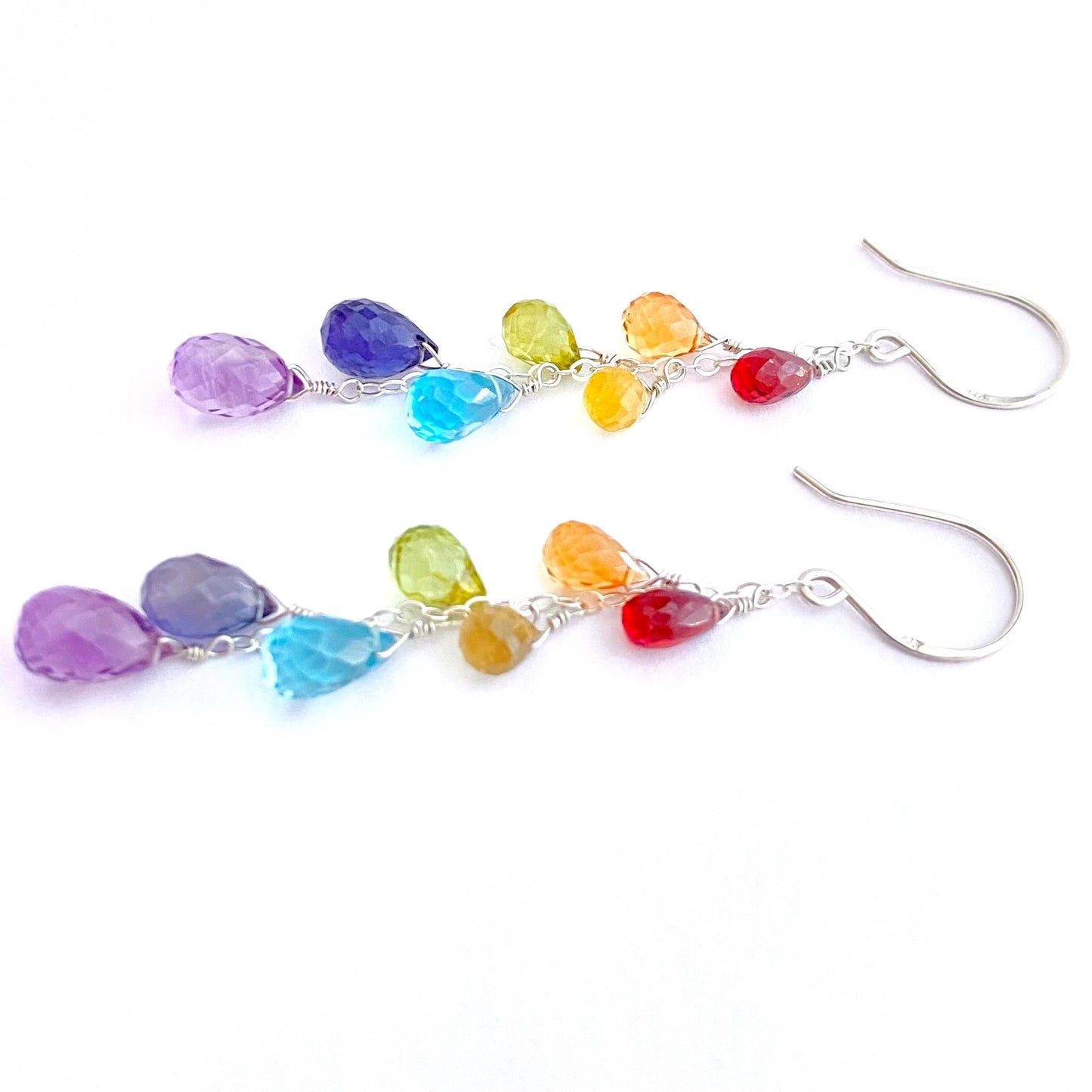 String Lights: Colorful Rainbow Gemstone Sterling Silver Earrings