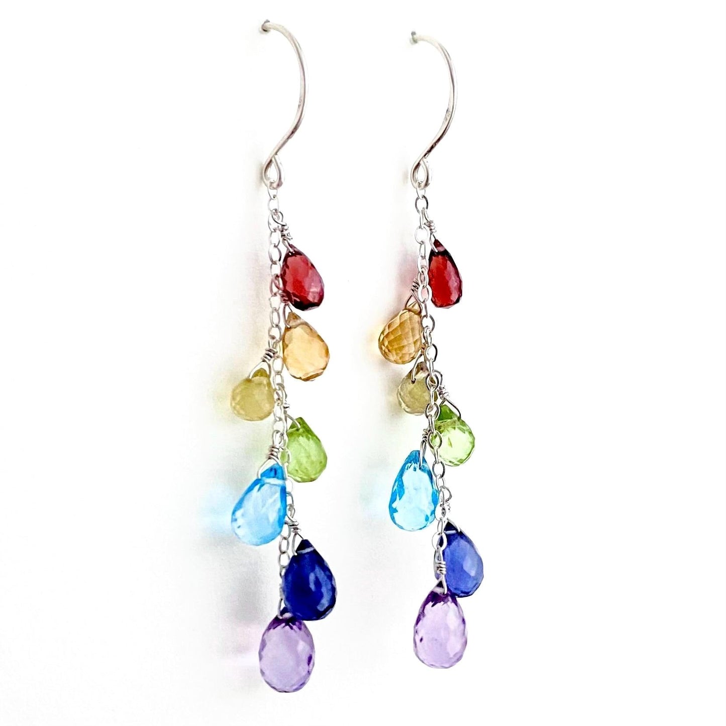 String Lights: Colorful Rainbow Gemstone Sterling Silver Earrings