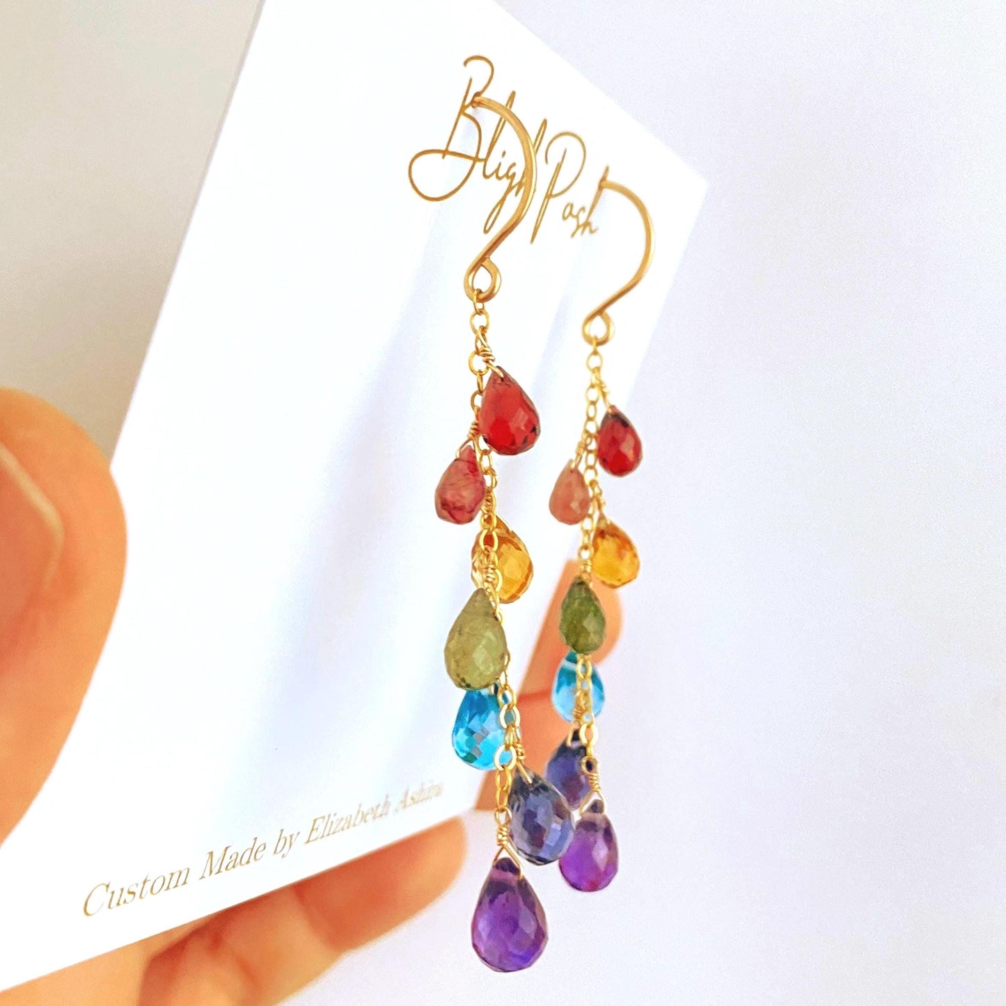 String Light Rainbow Gemstone 14k Gold Filled Earrings