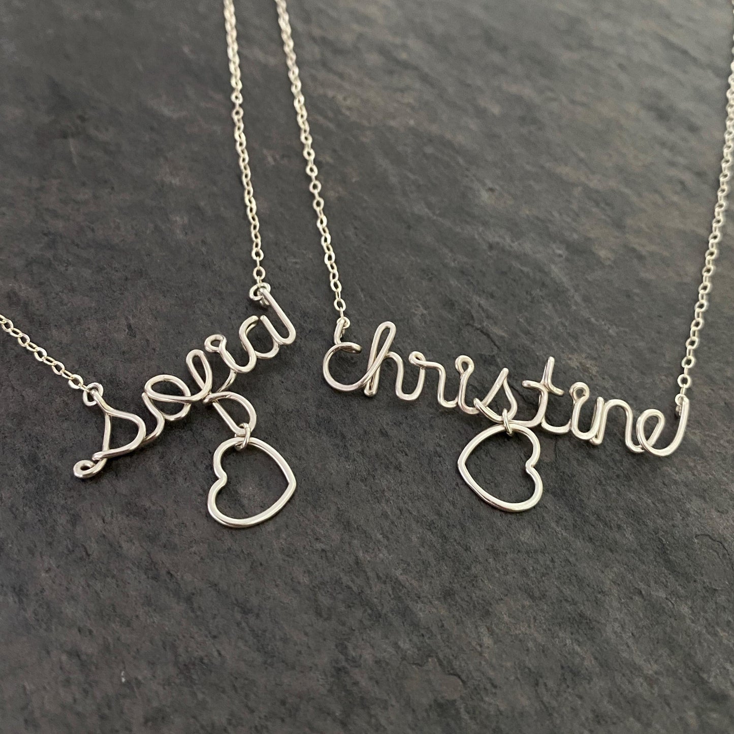 Sterling Silver Lowercase Heart Charm Custom Name Necklace: Valentine's Day