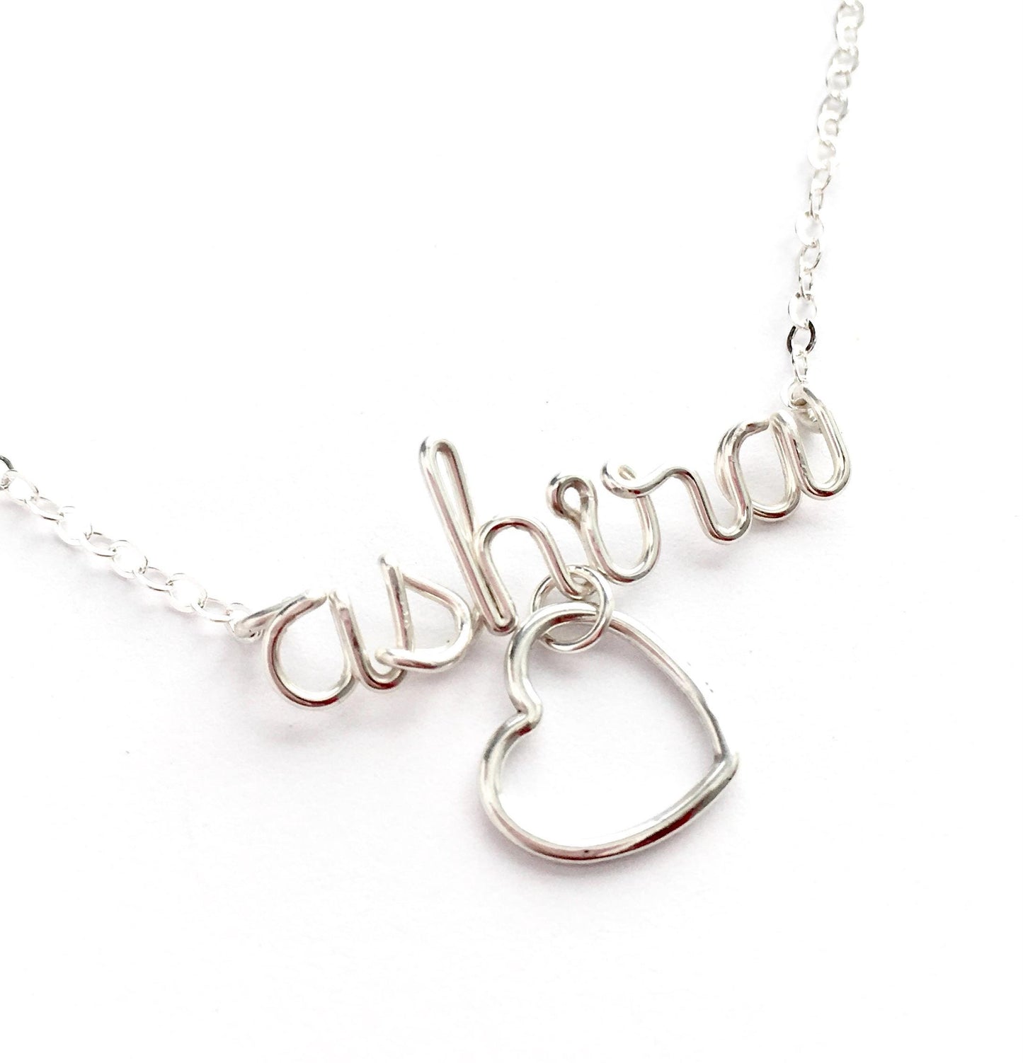 Sterling Silver Lowercase Heart Charm Custom Name Necklace: Valentine's Day