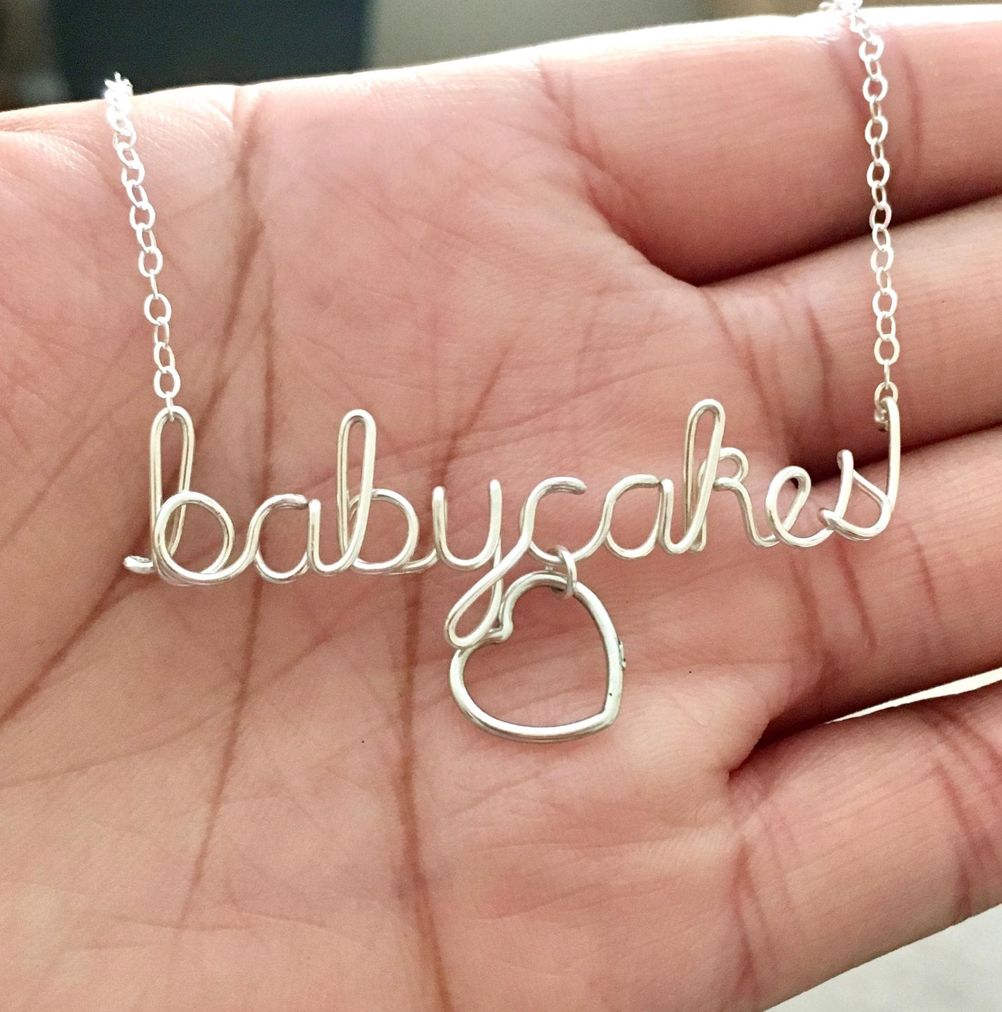 Sterling Silver Lowercase Heart Charm Custom Name Necklace: Valentine's Day