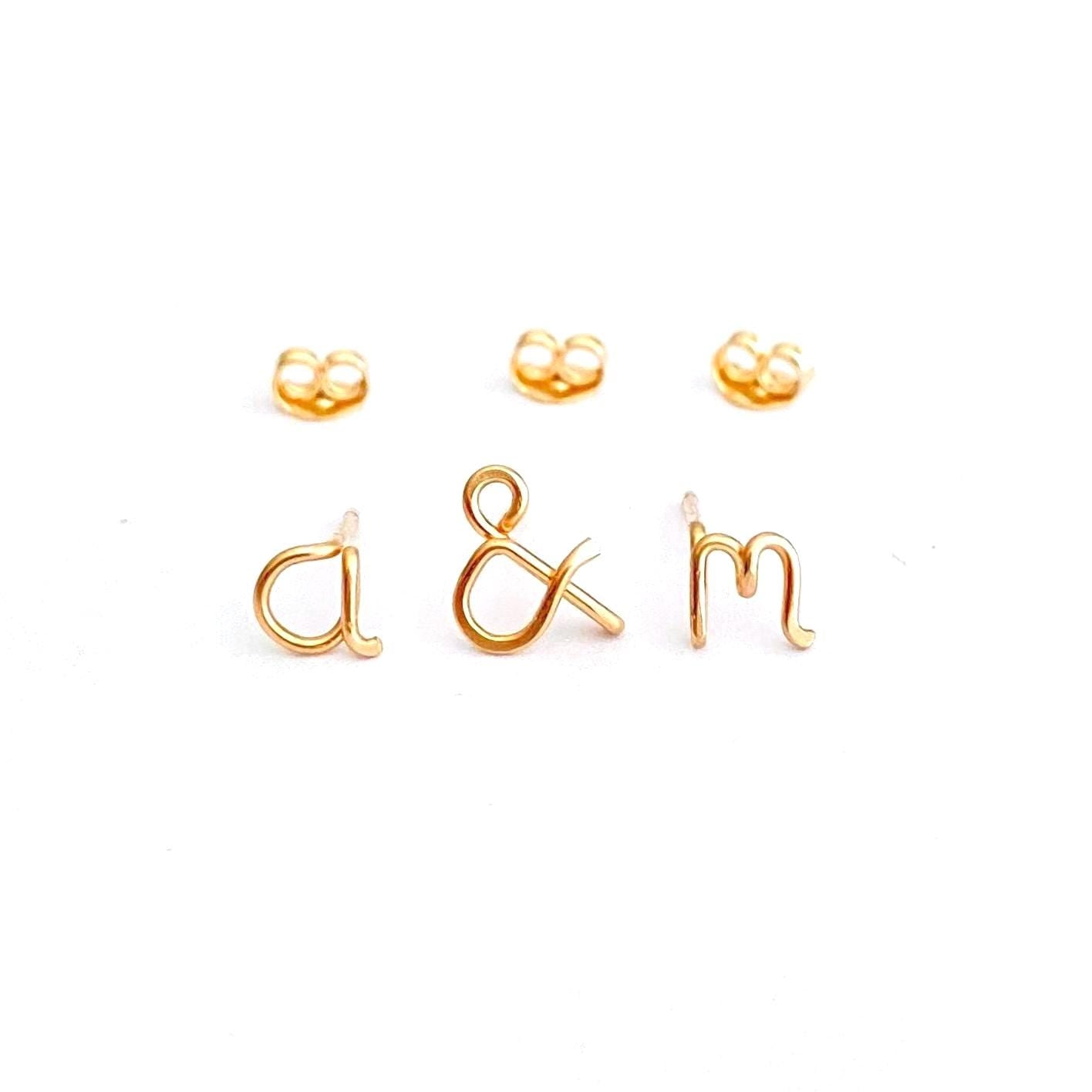 Lovers Initials Earrings: 14k Gold Fill Ampersand and Two Initials