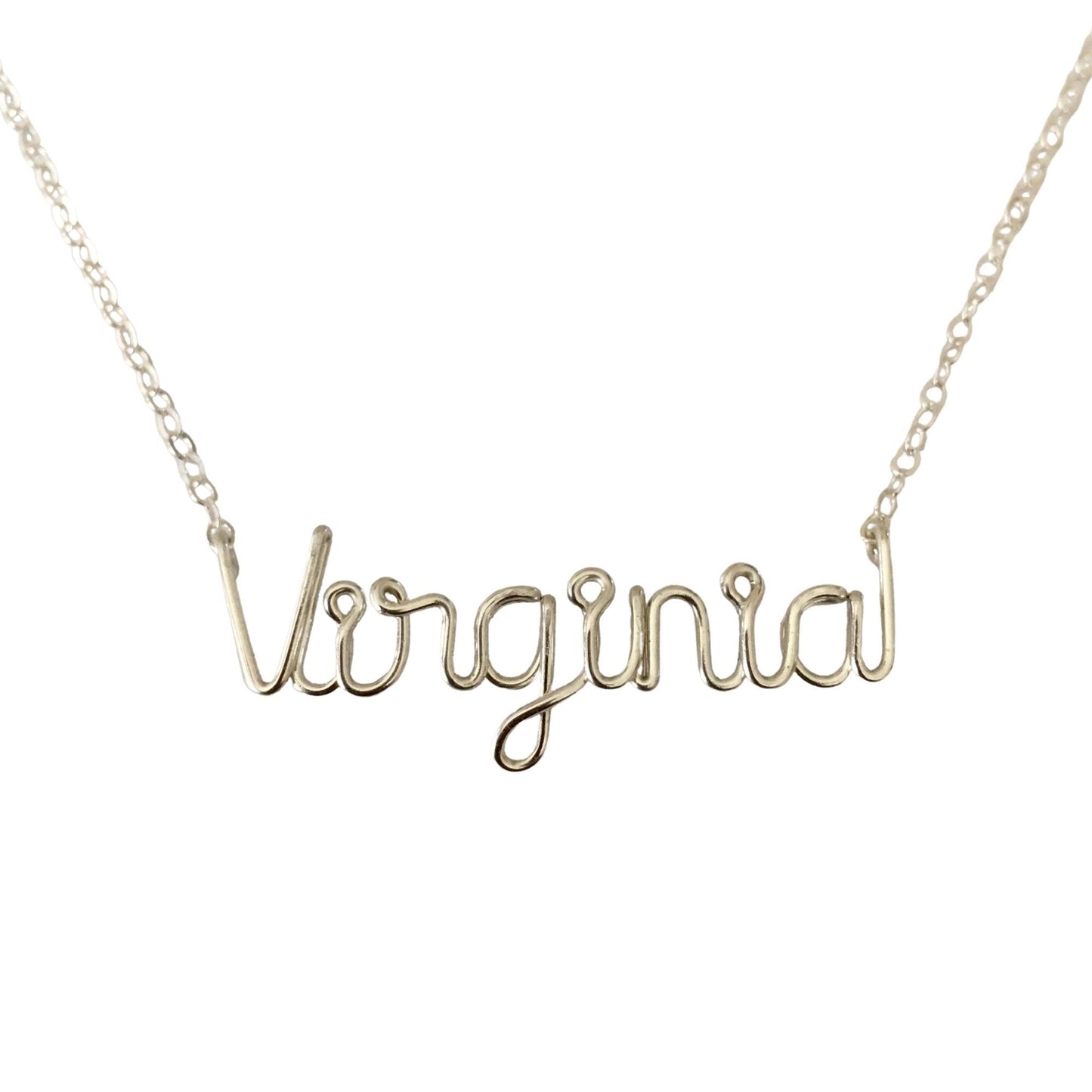 Sterling Silver Child Name Necklace: Custom Cursive Script