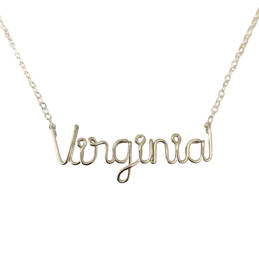 Sterling Silver Child Name Necklace: Custom Cursive Script