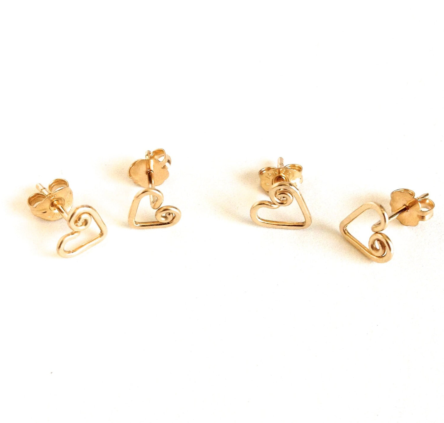 Mother Daughter Gold Heart Stud Earrings Set. Mommy and Me Gift Set.