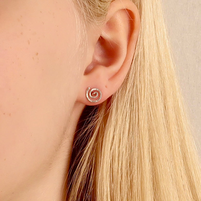 Sterling Silver Spiral Stud Earrings