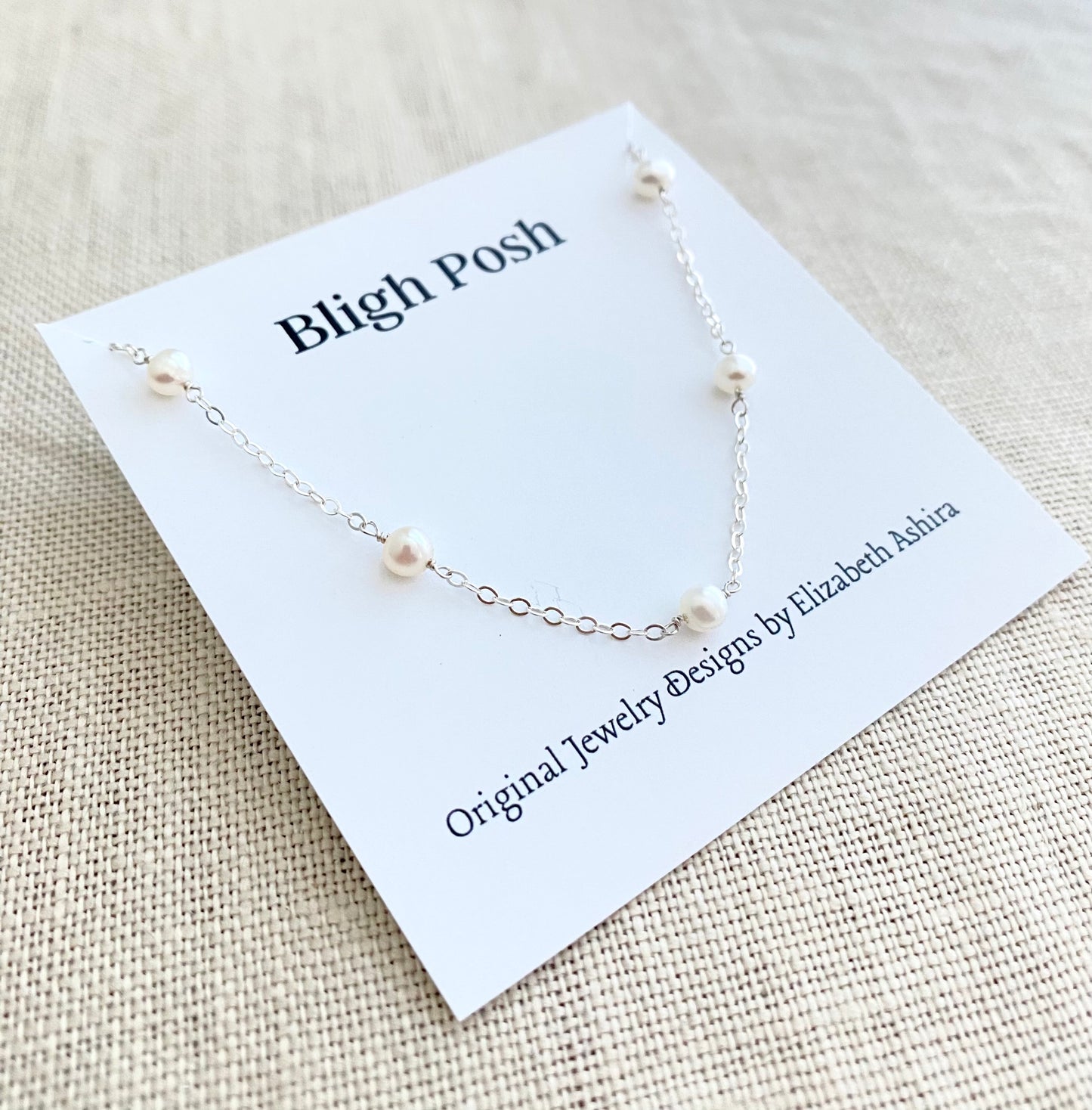 Freshwater Pearl Dainty Chain Station Necklace: Sterling Silver, Gold Filled.